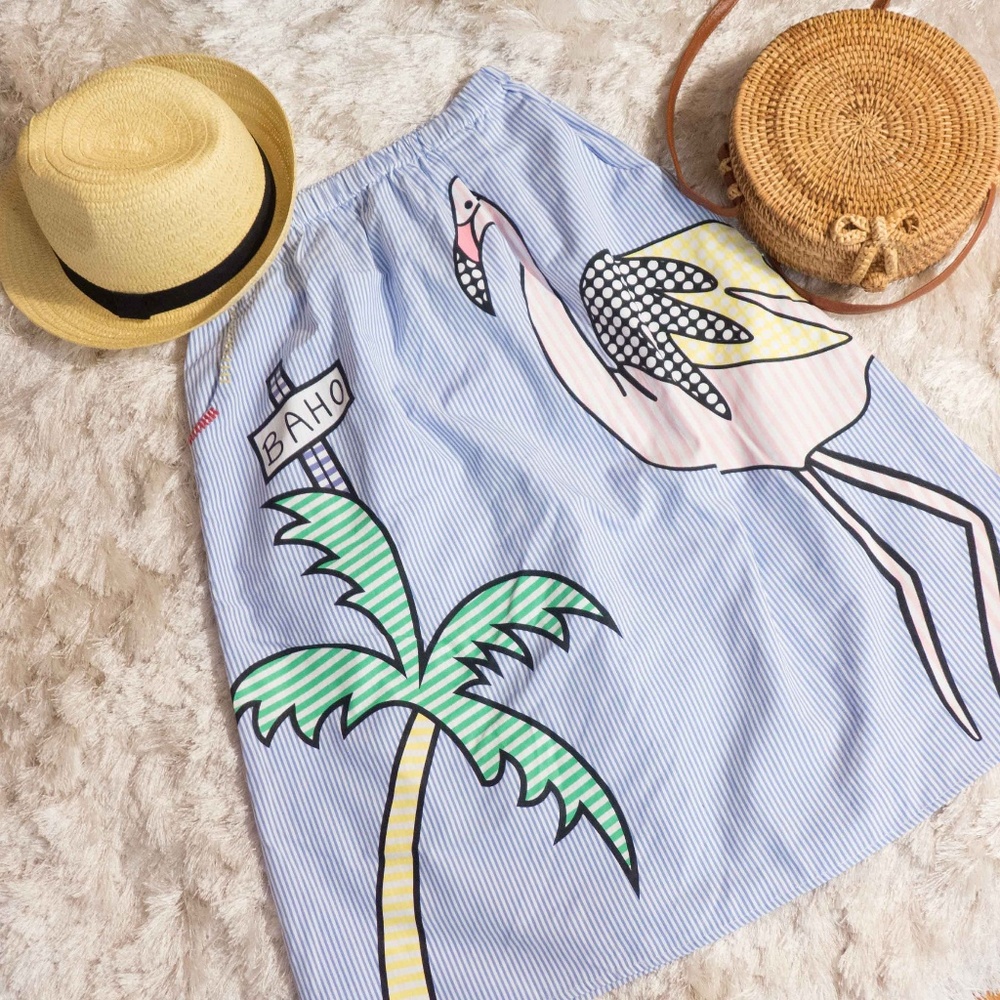 Flamingo blue striped midi skirt